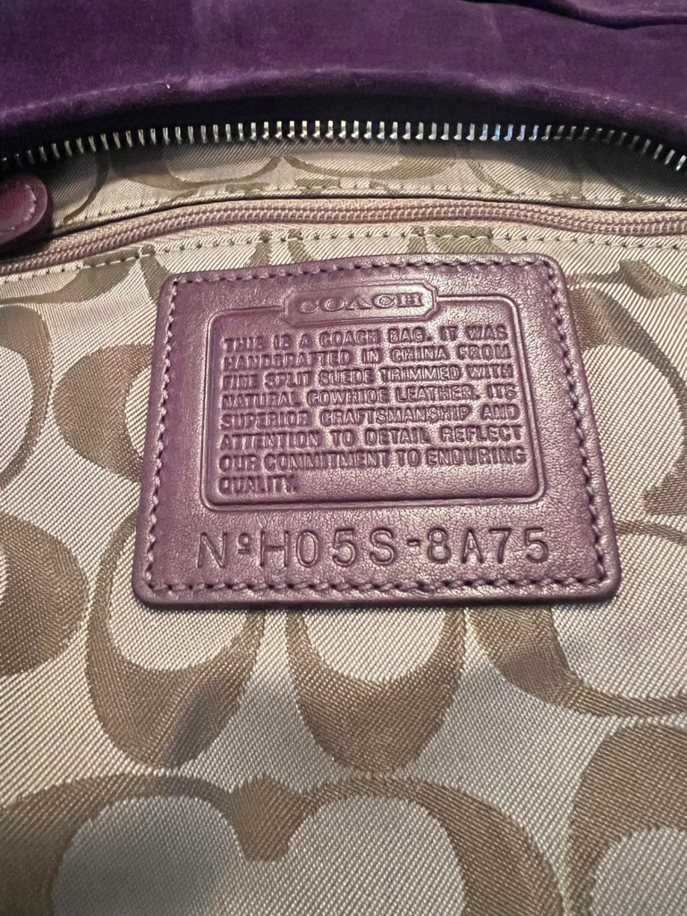 VINTAGE COACH HAMPTONS PLUM SUEDE LARGE HOBO BAG CARE KIT DUST BAG NEW IN BOX - Picture 6 of 16